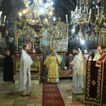 The Tomb of the Most Holy Mother of God in the Church of Her Dormition in Gethsemane: Metropolitan Pavel joined archbishop Dorotheus of Avilon in the service