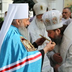 The solemn divine service performed on the square in front of the Dormition Cathedral