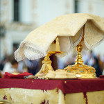 The solemn divine service performed on the square in front of the Dormition Cathedral